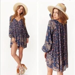 Free People Navy Floral Mini Dress
